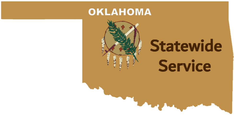 Map of Oklahoma showing the statewide service area for a